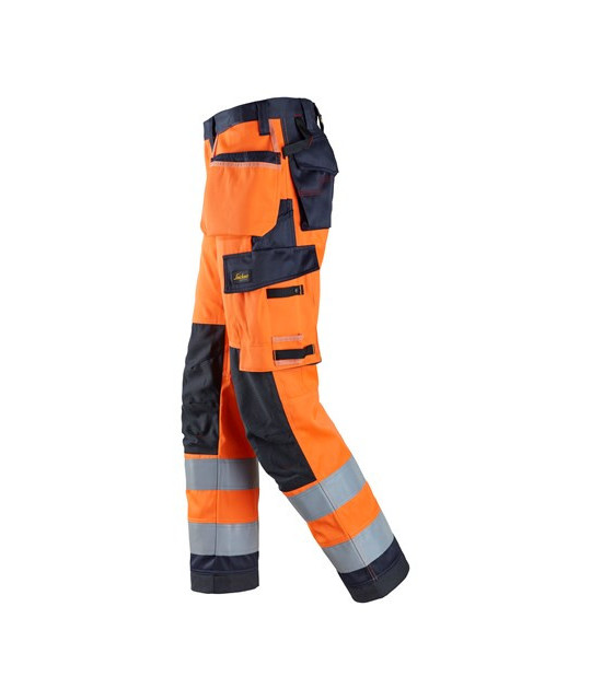 Snickers Workwear Arbetsbyxa hölsterfickor, varselorange klass 2