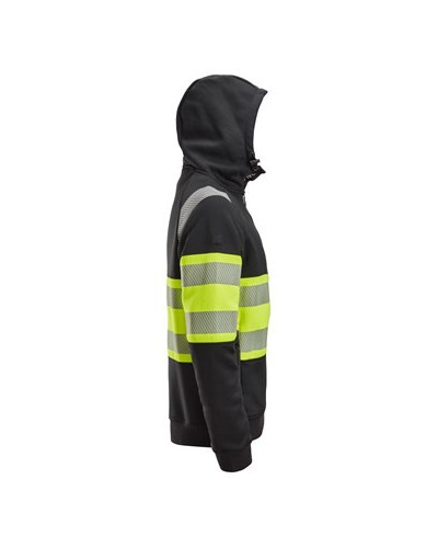 High-visibility hoodie with full-length zipper, class 1
