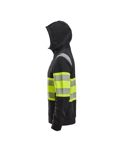 High-visibility hoodie with full-length zipper, class 1