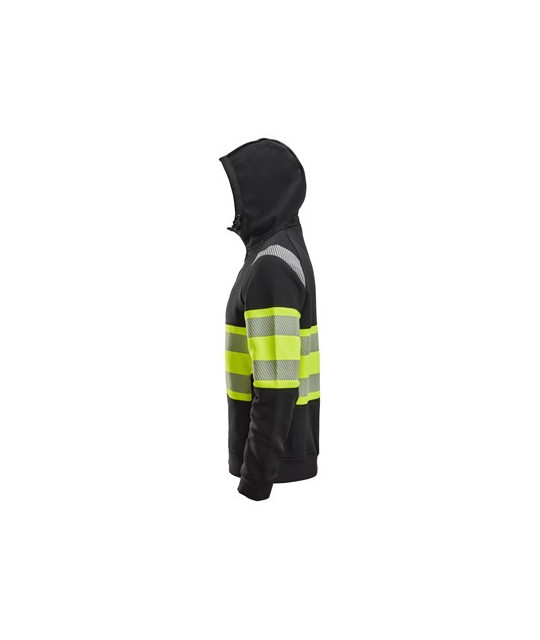 High-visibility hoodie with full-length zipper, class 1