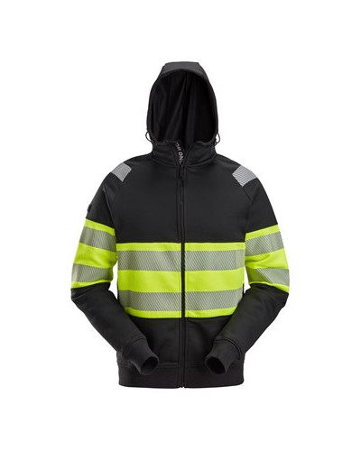 High-visibility hoodie with full-length zipper, class 1