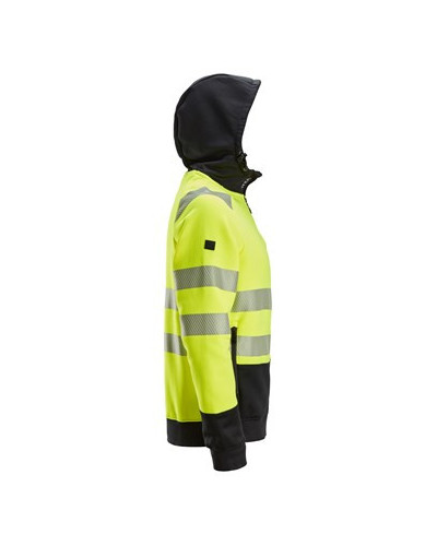 High-visibility hoodie with full-length zipper, class 2