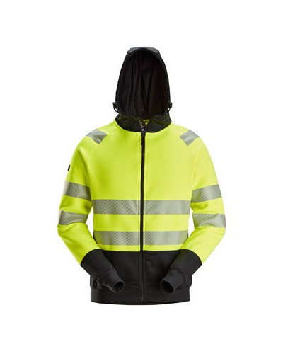 High-visibility hoodie with full-length zipper, class 2