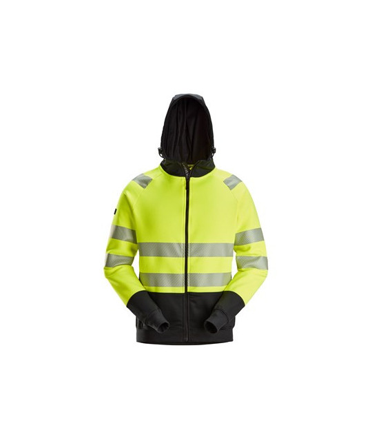 High-visibility hoodie with full-length zipper, class 2