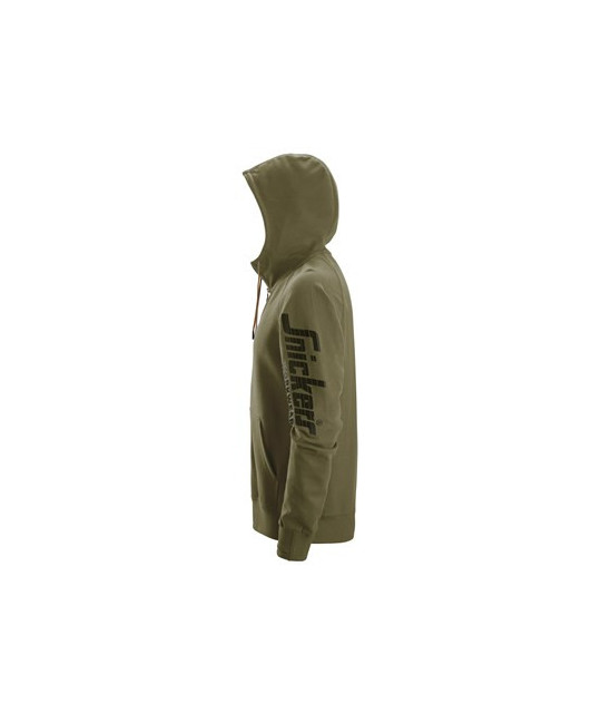 Logo hoodie with full-length zipper