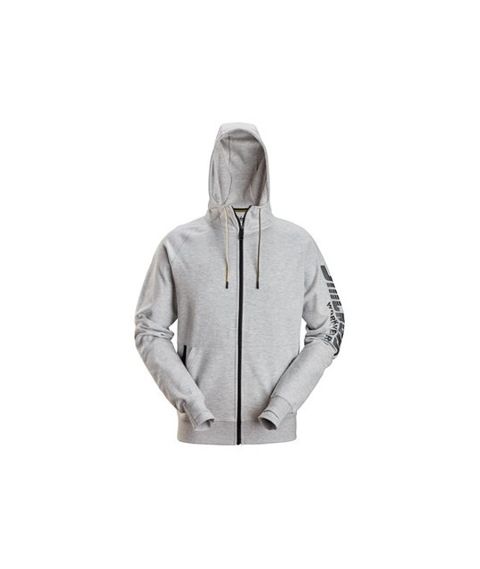 Logo hoodie with full-length zipper