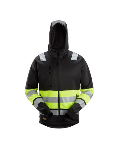 High-visibility hoodie with full-length zipper, class 1
