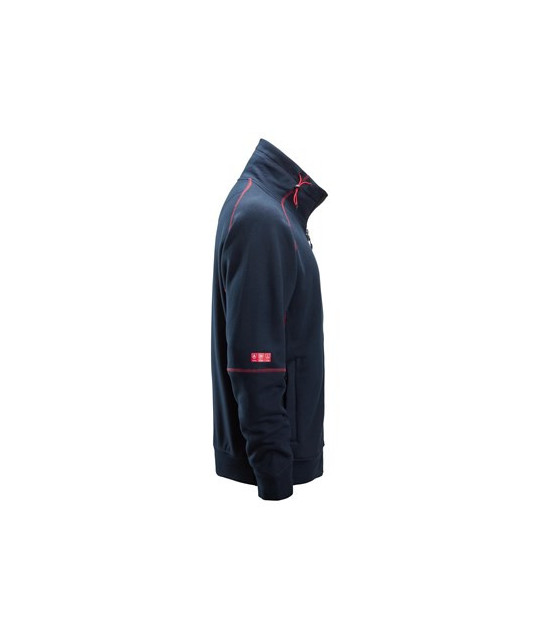 Sweater with arc protection and full-length zipper