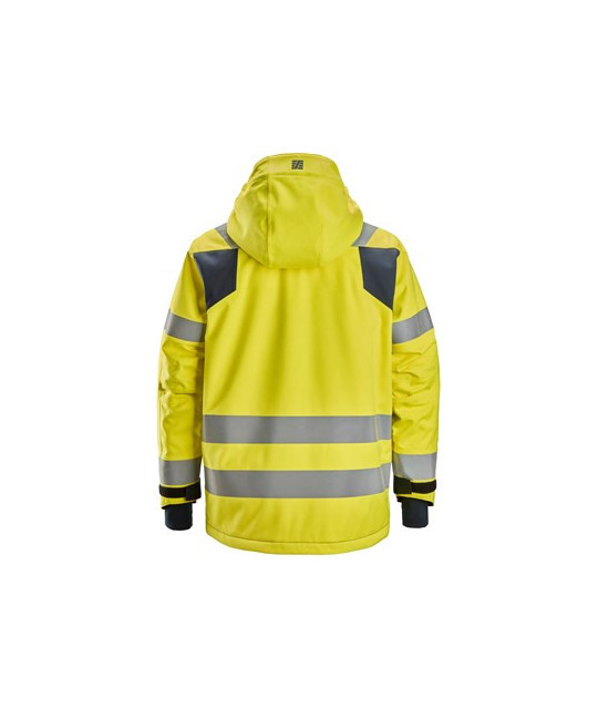 Waterproof, lined high-visibility jacket with hood, class 3
