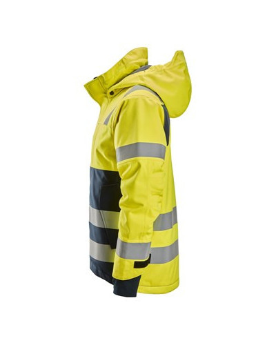 Waterproof, lined high-visibility jacket with hood, class 3