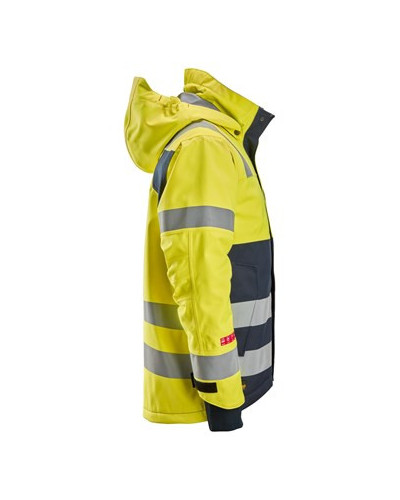 Waterproof, lined high-visibility jacket with hood, class 3