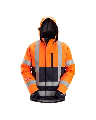 Lined high-visibility jacket with hood, visibility class 3