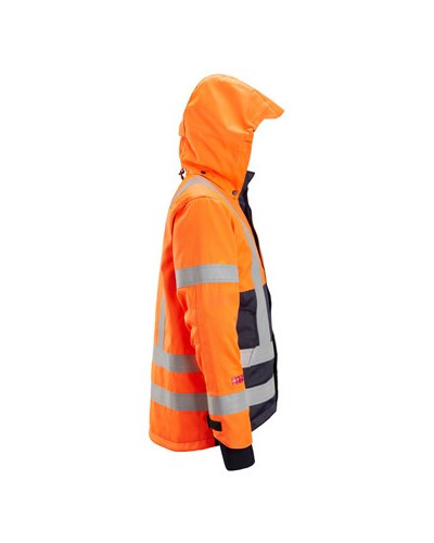 Lined high-visibility jacket with hood, visibility class 3