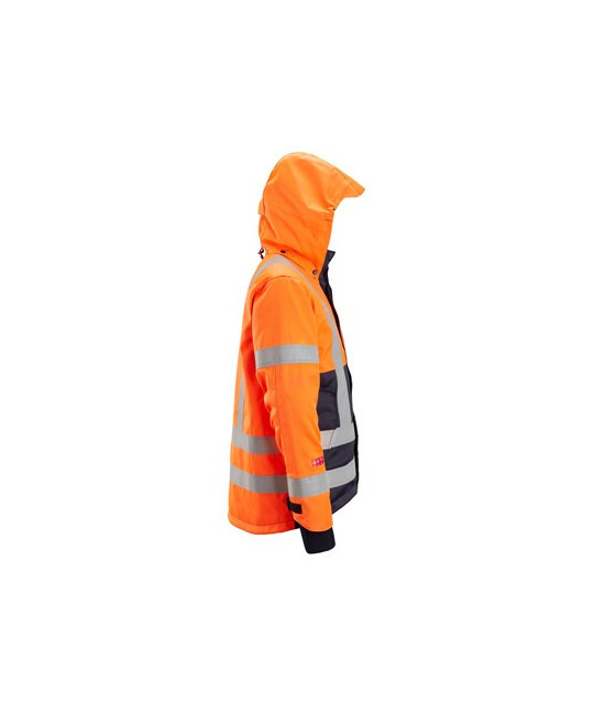 Lined high-visibility jacket with hood, visibility class 3