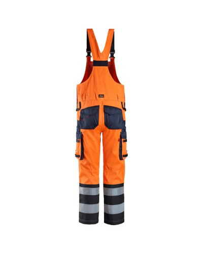 Full length trousers with reinforced front leg, high visibility orange class 2
