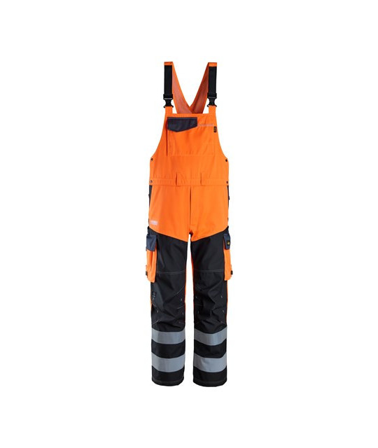 Full length trousers with reinforced front leg, high visibility orange class 2