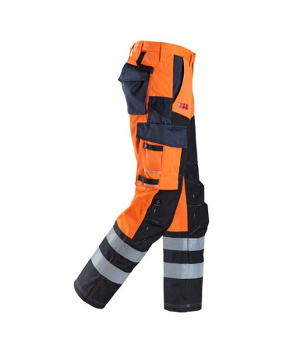 Trousers with reinforced front leg, high-visibility orange class 1