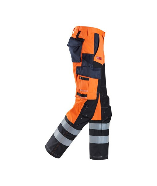 Snickers Workwear Byxa med förstärkt framsida av benet, varselorang...