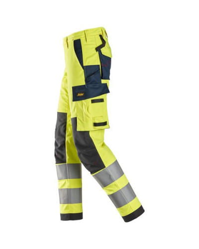 Work trousers with stretch, high visibility class 2