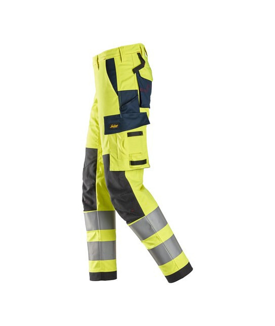 Work trousers with stretch, high visibility class 2