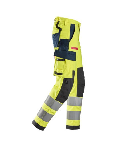 Work trousers with stretch, high visibility class 2