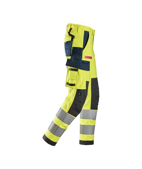 Work trousers with stretch, high visibility class 2