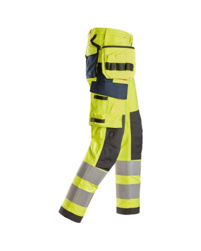Snickers Workwear Arbetsbyxa stretch med hölsterfickor, varsel klass 2