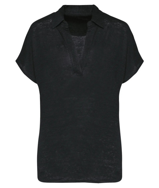 Ladies’ linen polo shirt