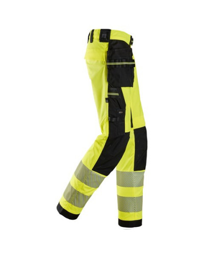 High-visibility trousers with stretch and holster pockets, class 2