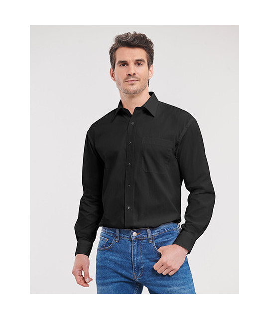Men's Long Sleeve Classic Pure Cotton Poplin Shirt