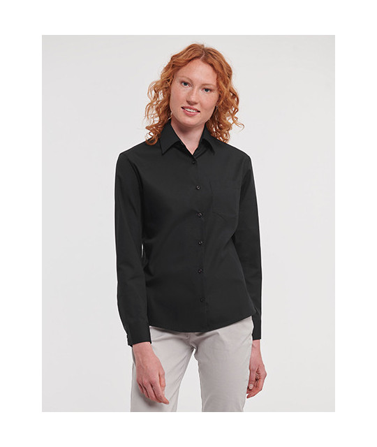 Ladies' Long Sleeve Classic Pure Cotton Poplin Shirt