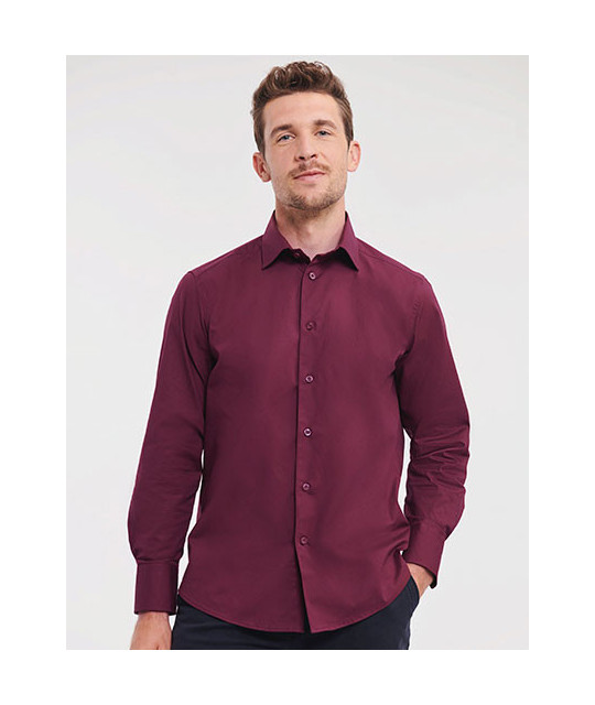 Men's Long Sleeve Fitted Stretch Shirt