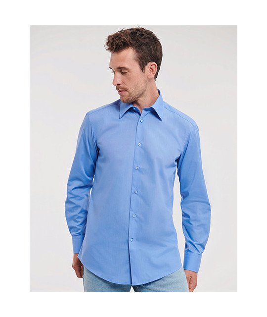 Men's Long Sleeve Tailored Polycotton Poplin Shirt