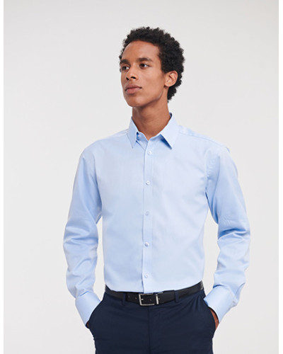 Men's Long Sleeve Tailored Herringbone Shirt