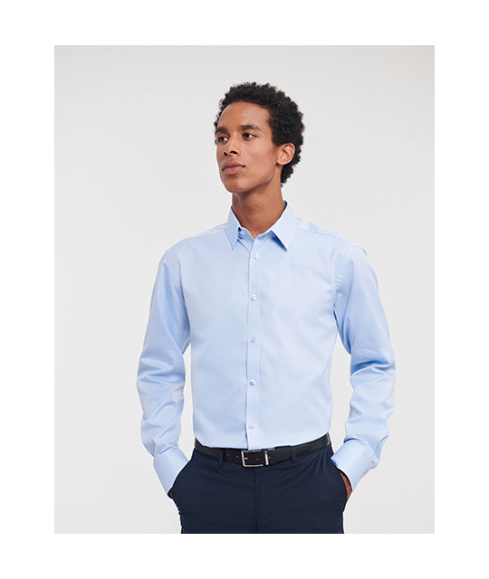Men's Long Sleeve Tailored Herringbone Shirt