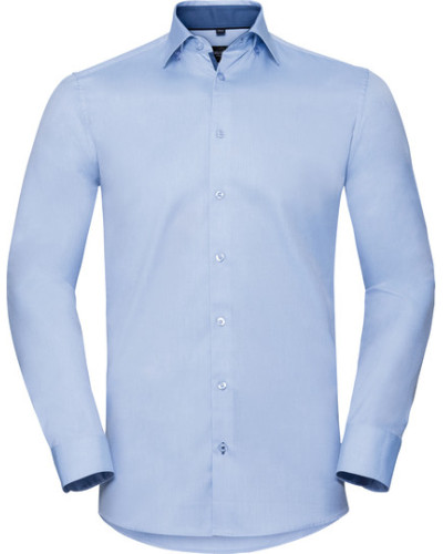 Men's Long Sleeve Tailored Contrast Herringbone Shirt