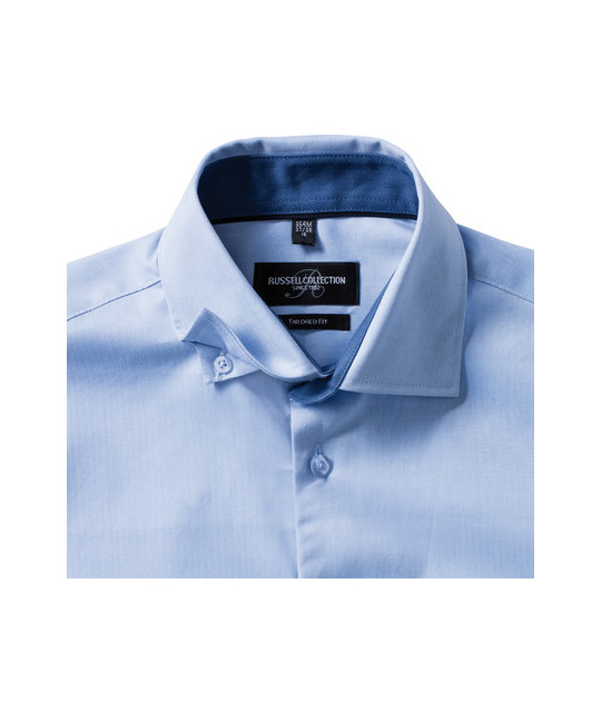 Men's Long Sleeve Tailored Contrast Herringbone Shirt