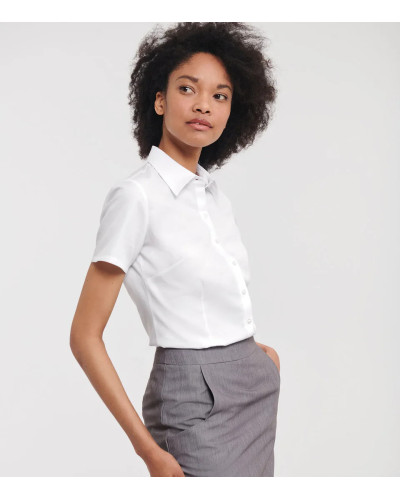 Ladies' Short Sleeve Tailored Herringbone Shirt