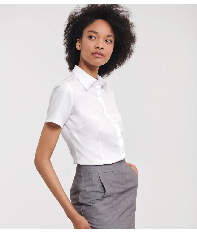Russell Athletic Collection Ladies' Short Sleeve Tailored Herringbo...