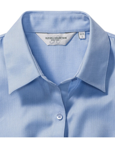 Ladies' Short Sleeve Tailored Herringbone Shirt