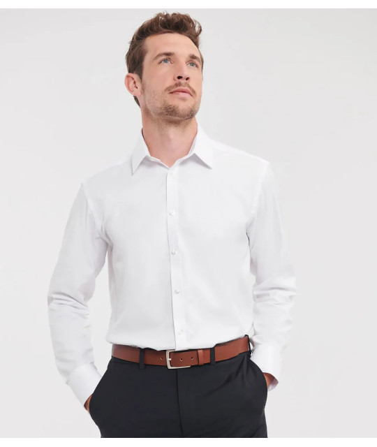 Russell Athletic Collection Men's Long Sleeve Tailored Herringbone ...