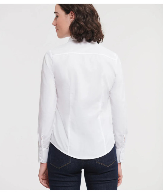Russell Athletic Collection Ladies' Long Sleeve Fitted Polycotton P...