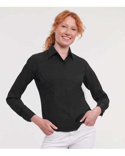 Ladies' Long Sleeve Fitted Polycotton Poplin Shirt