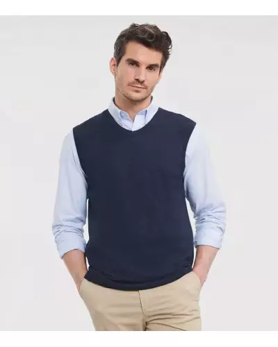 Russell Athletic Collection Men's V-Neck Sleeveless Knitted Pullover