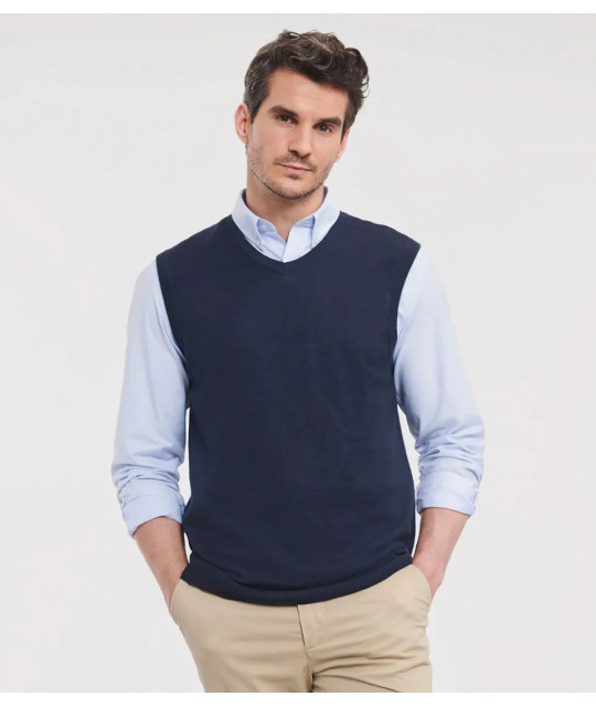 Russell Athletic Collection Men's V-Neck Sleeveless Knitted Pullover