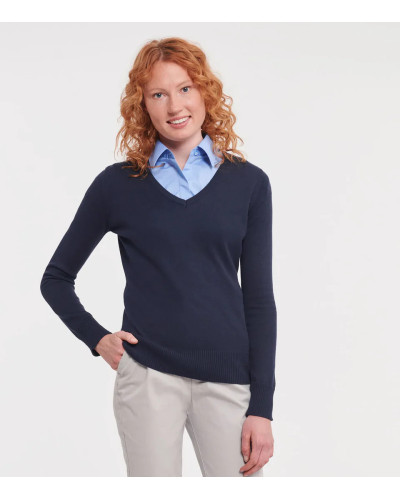 Russell Athletic Collection Ladies´ V-Neck Knitted Pullover