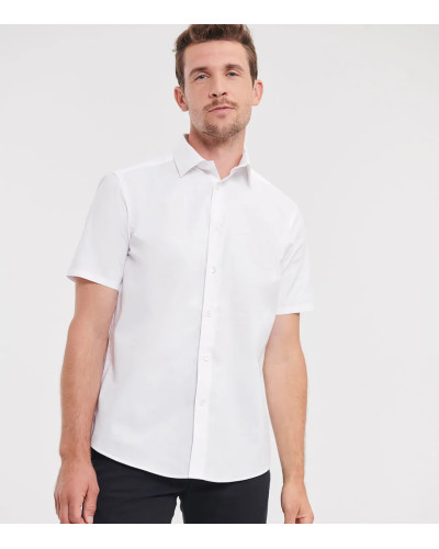 Russell Athletic Collection Men's Short Sleeve Fitted Stretch Shirt