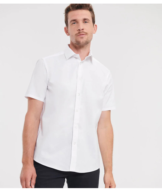 Russell Athletic Collection Men's Short Sleeve Fitted Stretch Shirt