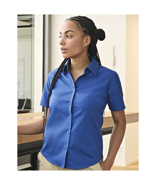 Russell Athletic Collection Ladies' Short Sleeve Tailored Oxford Shirt