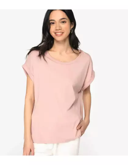 Eco-Friendly Ladie's Rolled-Up Sleeves T-shirt